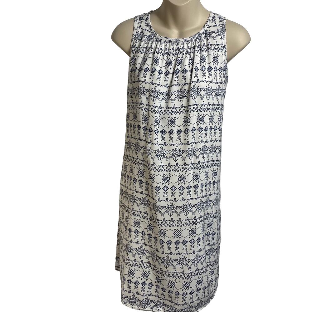 Ann Taylor Loft Blue and White Print Tank Dress XS (2406)‎